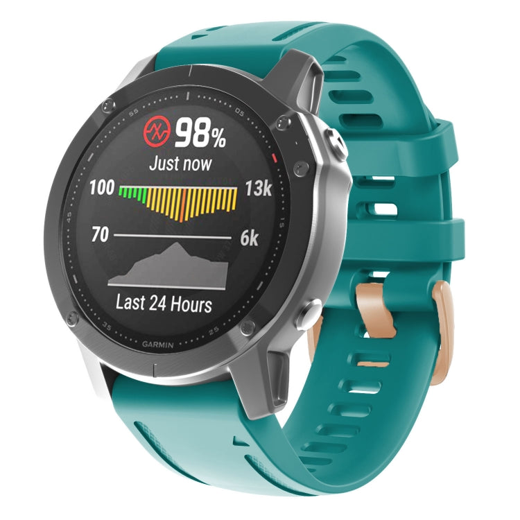 20mm Rose Gold Buckle Silicone Watch Band, For Garmin Fenix 7S / 6S Pro / 5S Plus