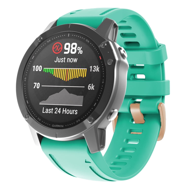 20mm Rose Gold Buckle Silicone Watch Band, For Garmin Fenix 7S / 6S Pro / 5S Plus