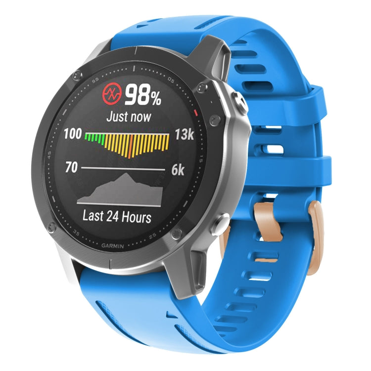 20mm Rose Gold Buckle Silicone Watch Band, For Garmin Fenix 7S / 6S Pro / 5S Plus