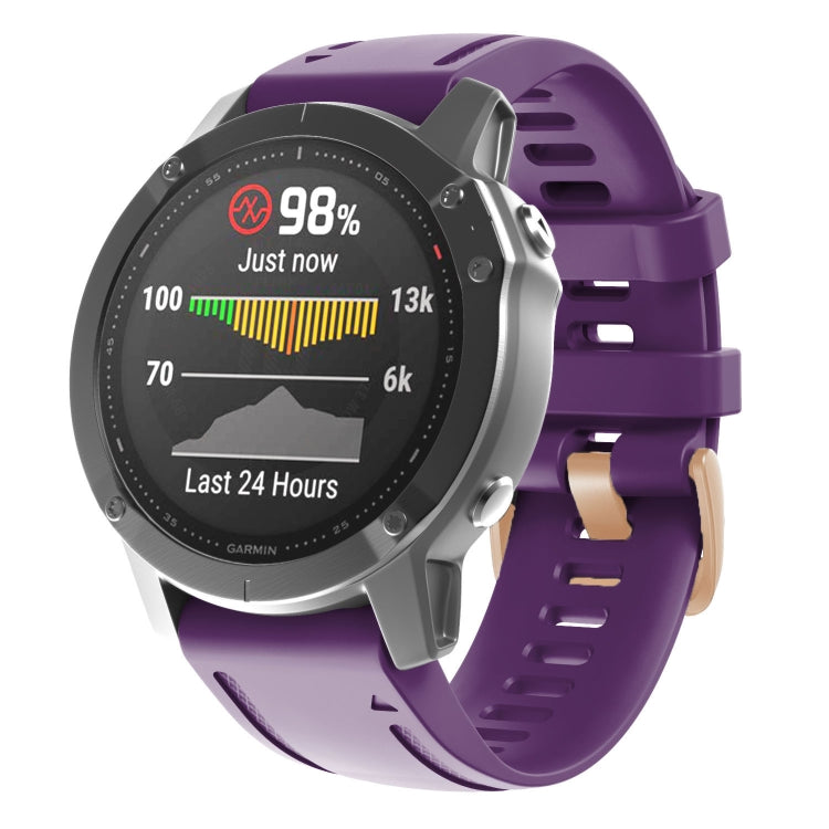 20mm Rose Gold Buckle Silicone Watch Band, For Garmin Fenix 7S / 6S Pro / 5S Plus