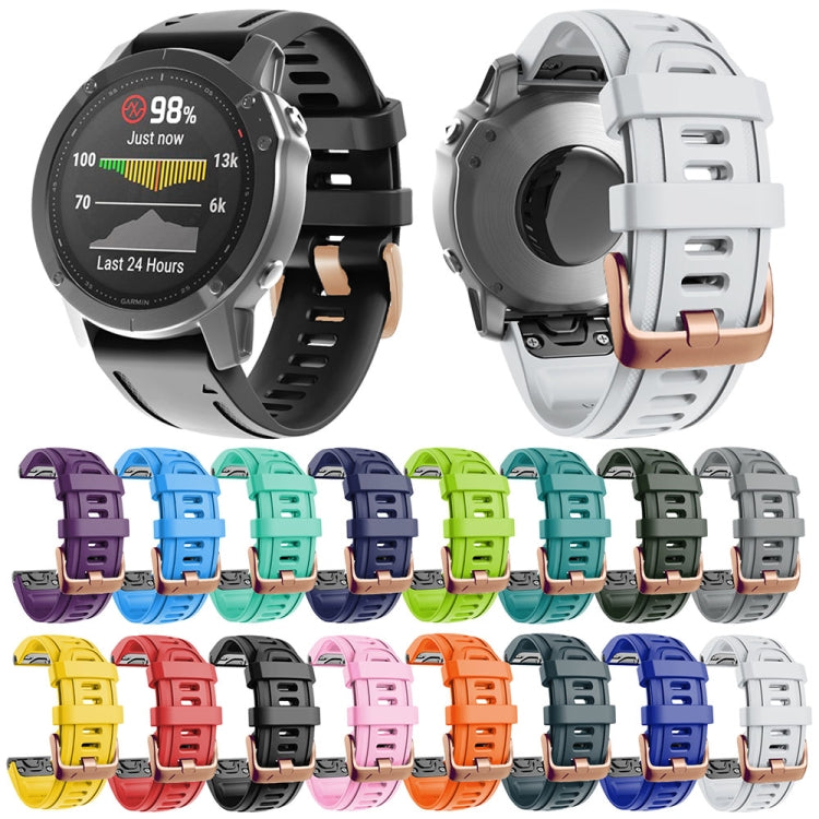 20mm Rose Gold Buckle Silicone Watch Band, For Garmin Fenix 7S / 6S Pro / 5S Plus