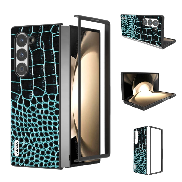 ABEEL Genuine Leather Crocodile Pattern Black Edge Phone Case, For Samsung Galaxy Z Flip6 / Flip7 FE, For Samsung Galaxy Z Fold6, For Samsung Galaxy Z Fold5, For Samsung Galaxy Z Flip5