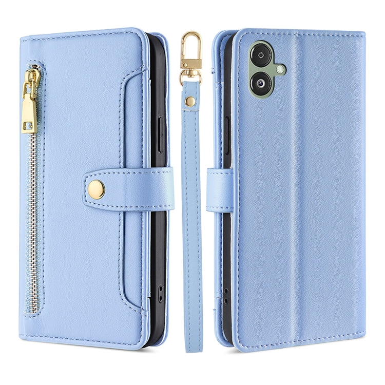 Sheep Texture Cross-body Zipper Wallet Leather Phone Case