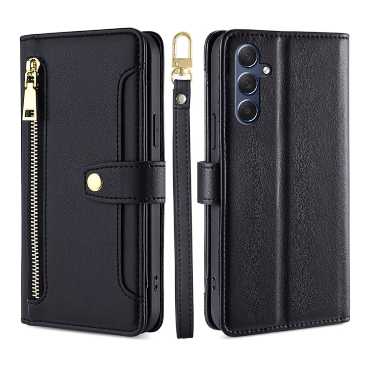 Sheep Texture Cross-body Zipper Wallet Leather Phone Case