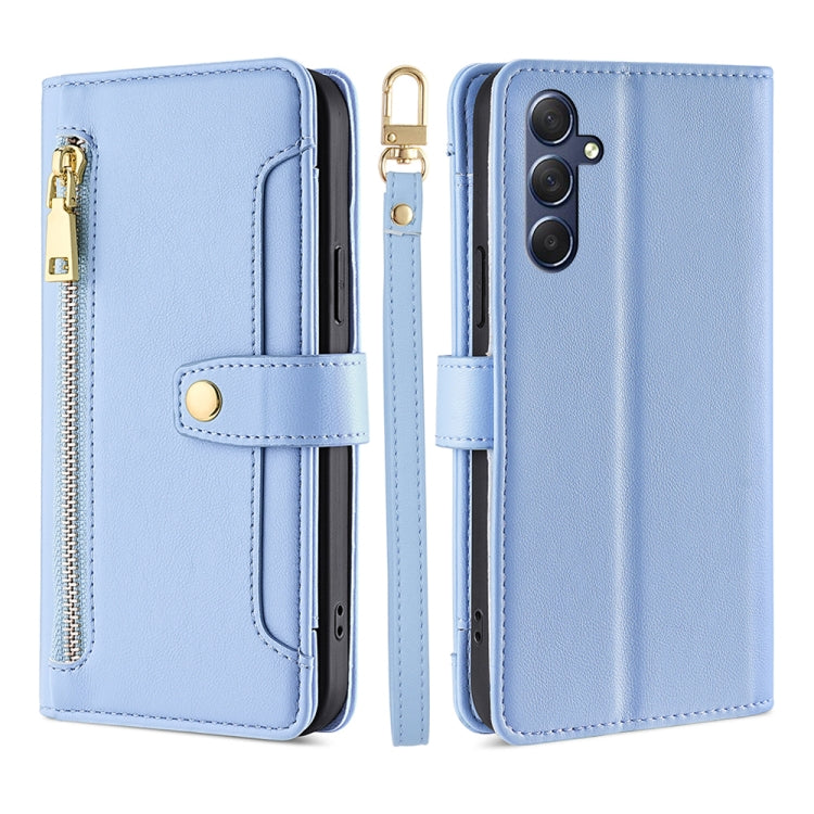 Sheep Texture Cross-body Zipper Wallet Leather Phone Case