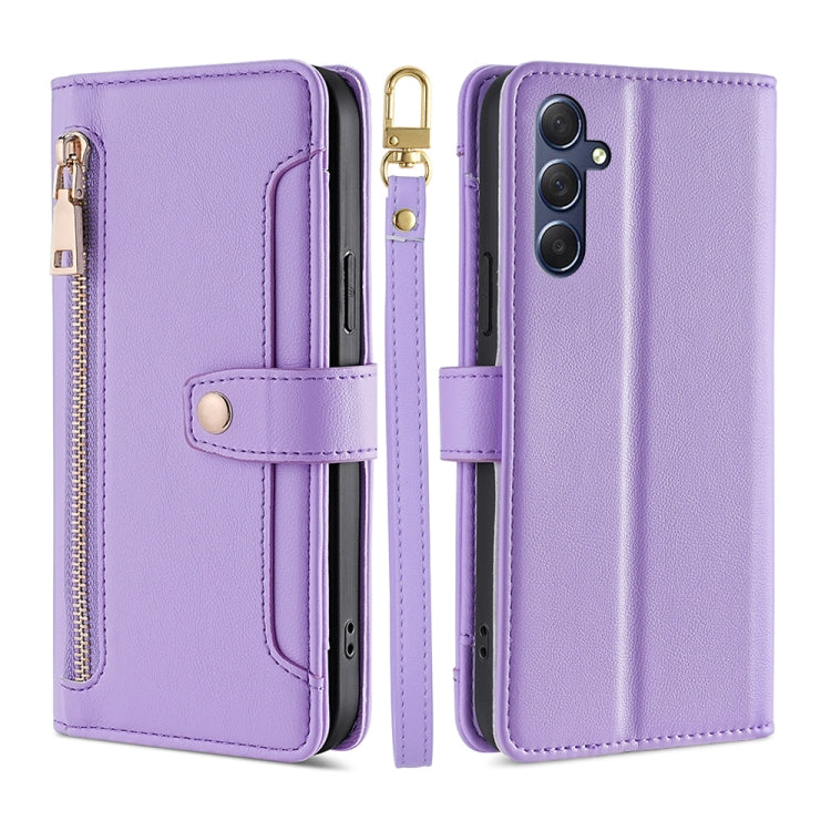 Sheep Texture Cross-body Zipper Wallet Leather Phone Case