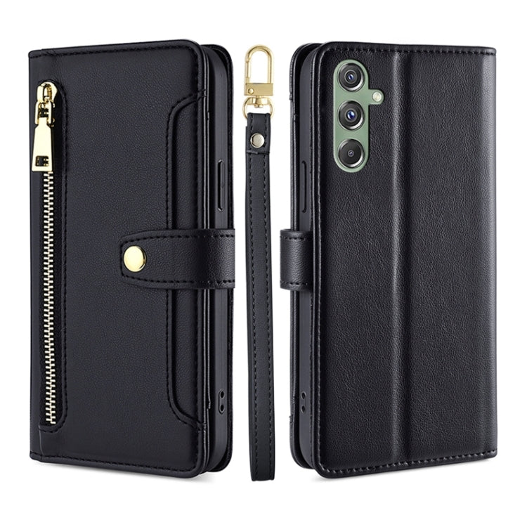 Sheep Texture Cross-body Zipper Wallet Leather Phone Case