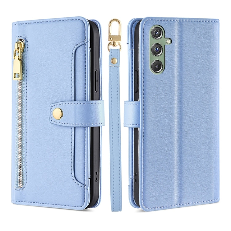 Sheep Texture Cross-body Zipper Wallet Leather Phone Case