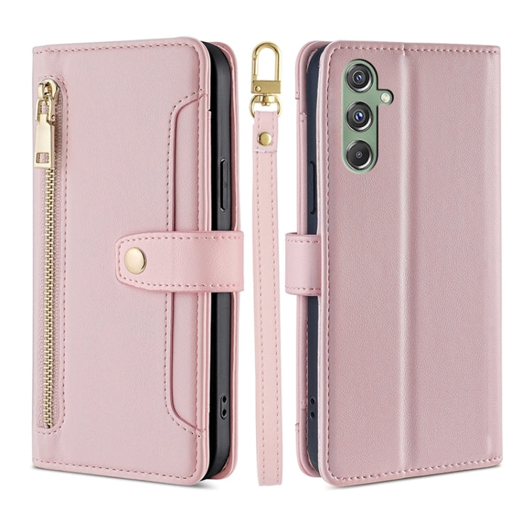 Sheep Texture Cross-body Zipper Wallet Leather Phone Case