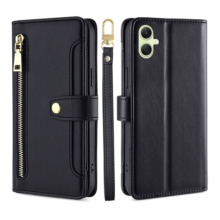 Sheep Texture Cross-body Zipper Wallet Leather Phone Case