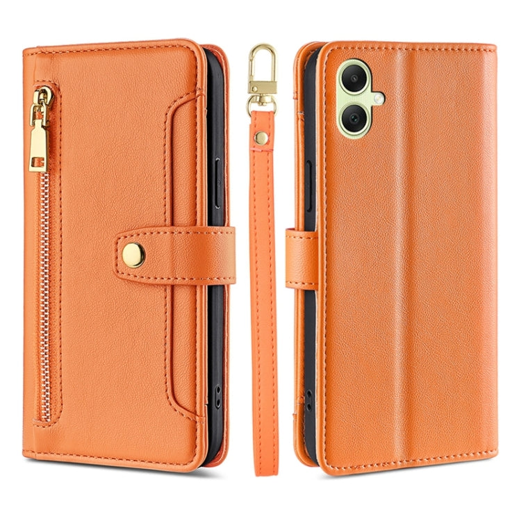 Sheep Texture Cross-body Zipper Wallet Leather Phone Case