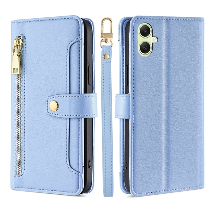 Sheep Texture Cross-body Zipper Wallet Leather Phone Case