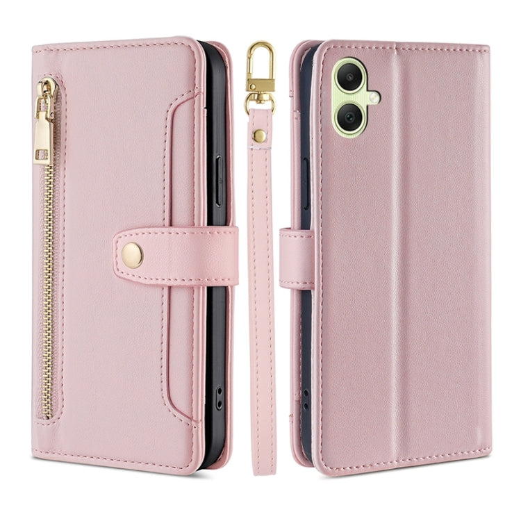 Sheep Texture Cross-body Zipper Wallet Leather Phone Case