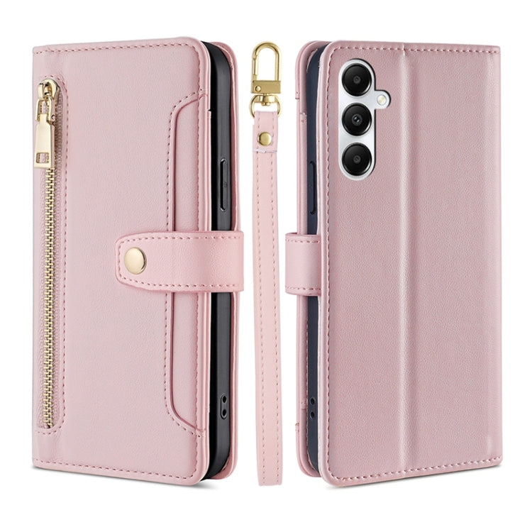 Sheep Texture Cross-body Zipper Wallet Leather Phone Case