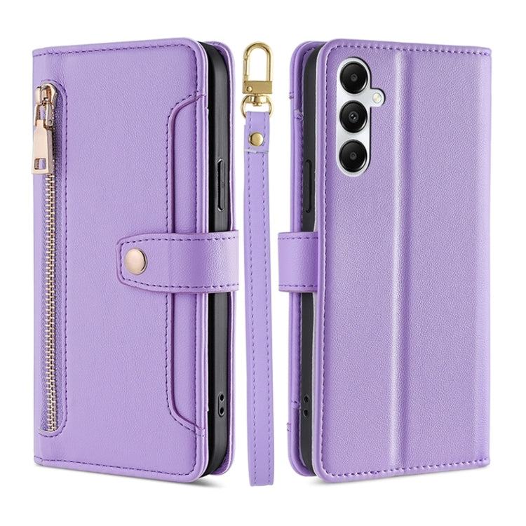 Sheep Texture Cross-body Zipper Wallet Leather Phone Case