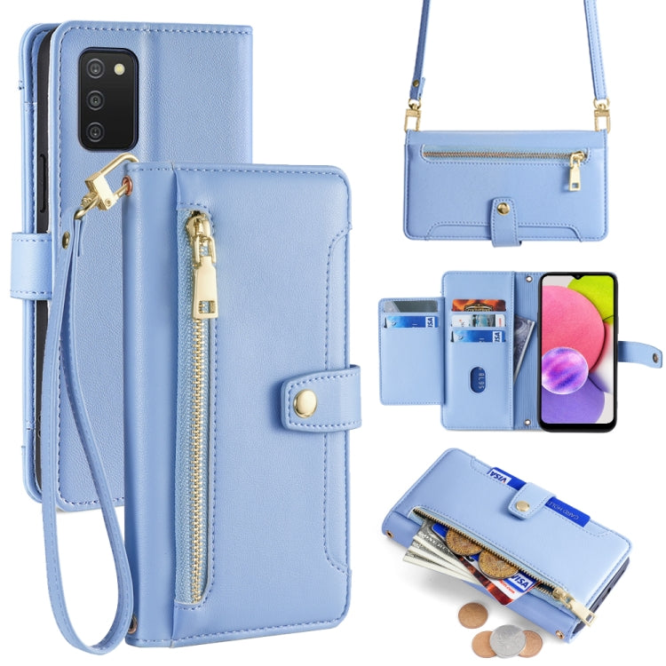Sheep Texture Cross-body Zipper Wallet Leather Phone Case