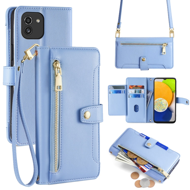 Sheep Texture Cross-body Zipper Wallet Leather Phone Case