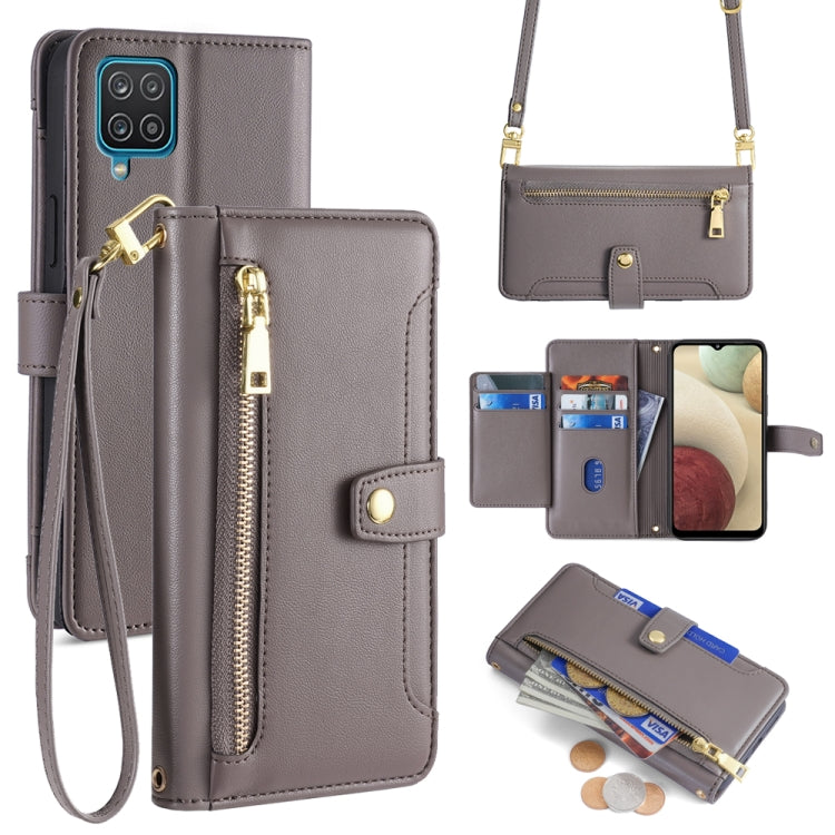 Sheep Texture Cross-body Zipper Wallet Leather Phone Case