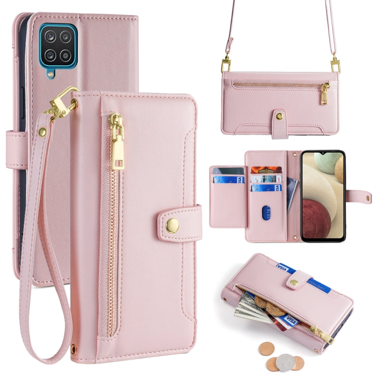 Sheep Texture Cross-body Zipper Wallet Leather Phone Case
