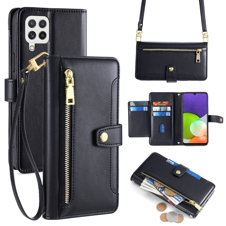 Sheep Texture Cross-body Zipper Wallet Leather Phone Case