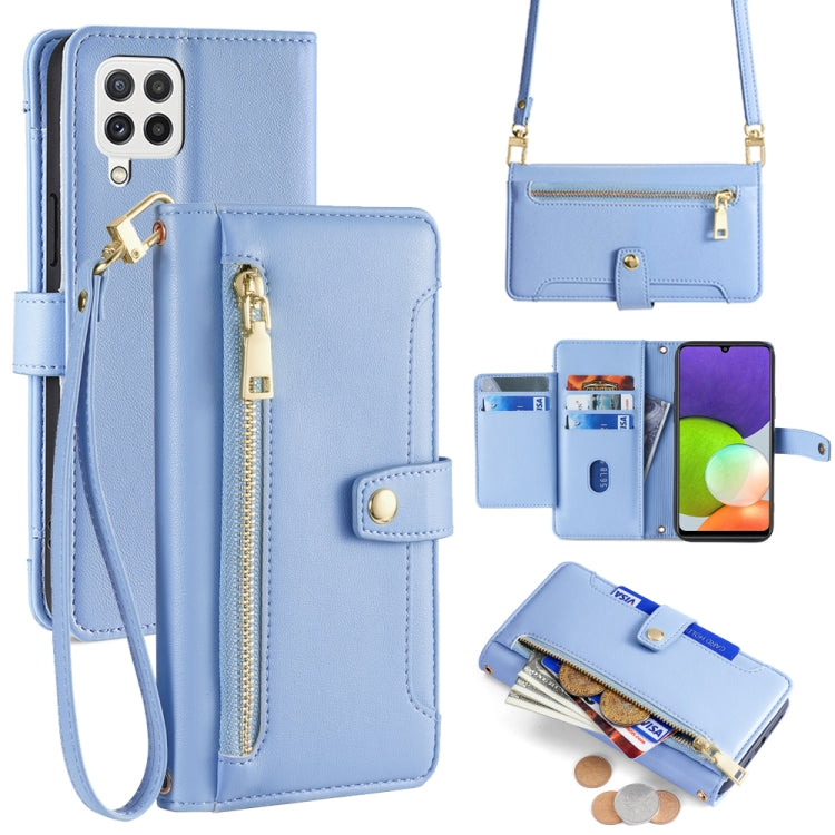 Sheep Texture Cross-body Zipper Wallet Leather Phone Case