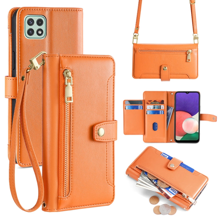 Sheep Texture Cross-body Zipper Wallet Leather Phone Case