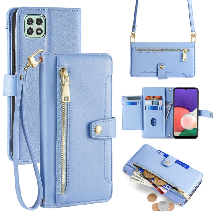 Sheep Texture Cross-body Zipper Wallet Leather Phone Case