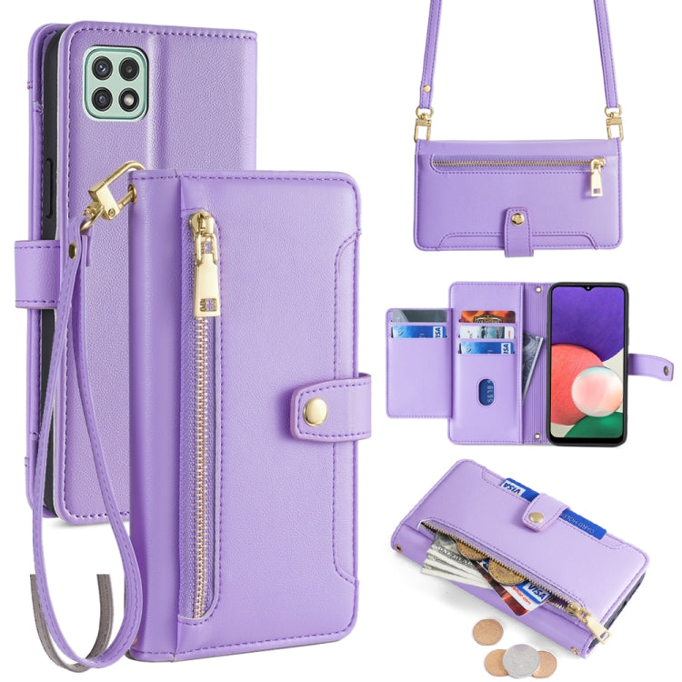 Sheep Texture Cross-body Zipper Wallet Leather Phone Case