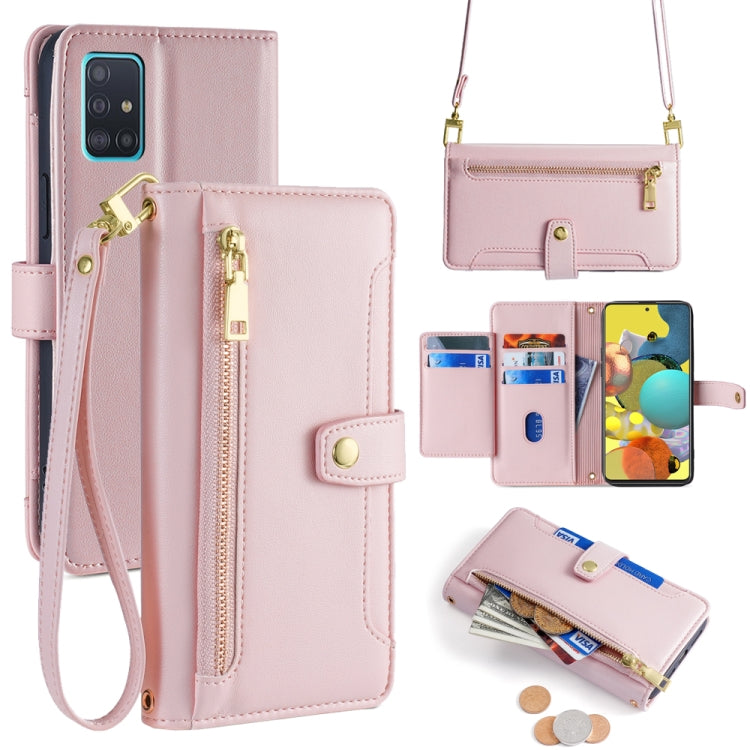 Sheep Texture Cross-body Zipper Wallet Leather Phone Case