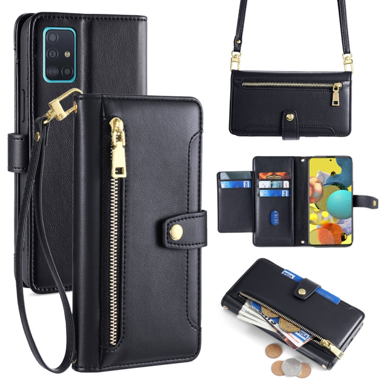 Sheep Texture Cross-body Zipper Wallet Leather Phone Case