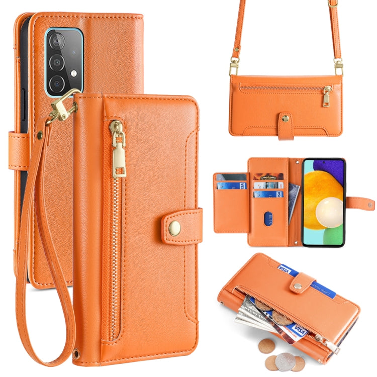 Sheep Texture Cross-body Zipper Wallet Leather Phone Case