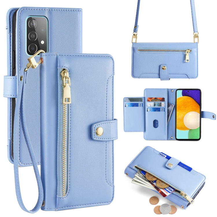 Sheep Texture Cross-body Zipper Wallet Leather Phone Case