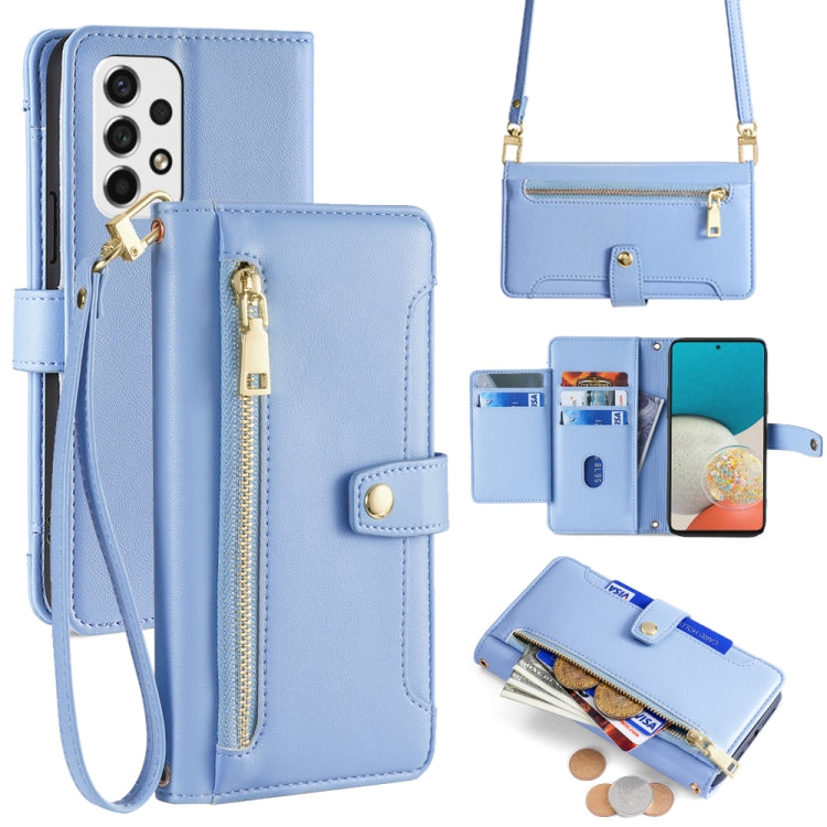 Sheep Texture Cross-body Zipper Wallet Leather Phone Case