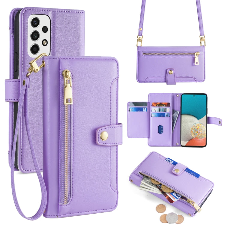 Sheep Texture Cross-body Zipper Wallet Leather Phone Case