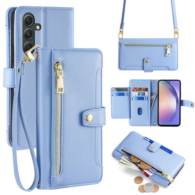 Sheep Texture Cross-body Zipper Wallet Leather Phone Case