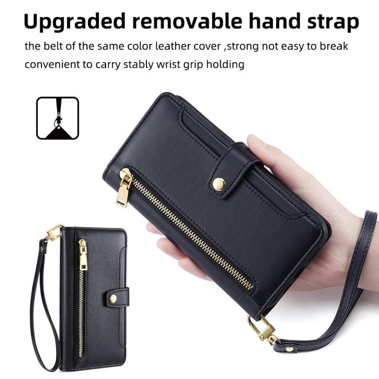 Sheep Texture Cross-body Zipper Wallet Leather Phone Case