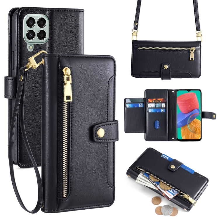 Sheep Texture Cross-body Zipper Wallet Leather Phone Case