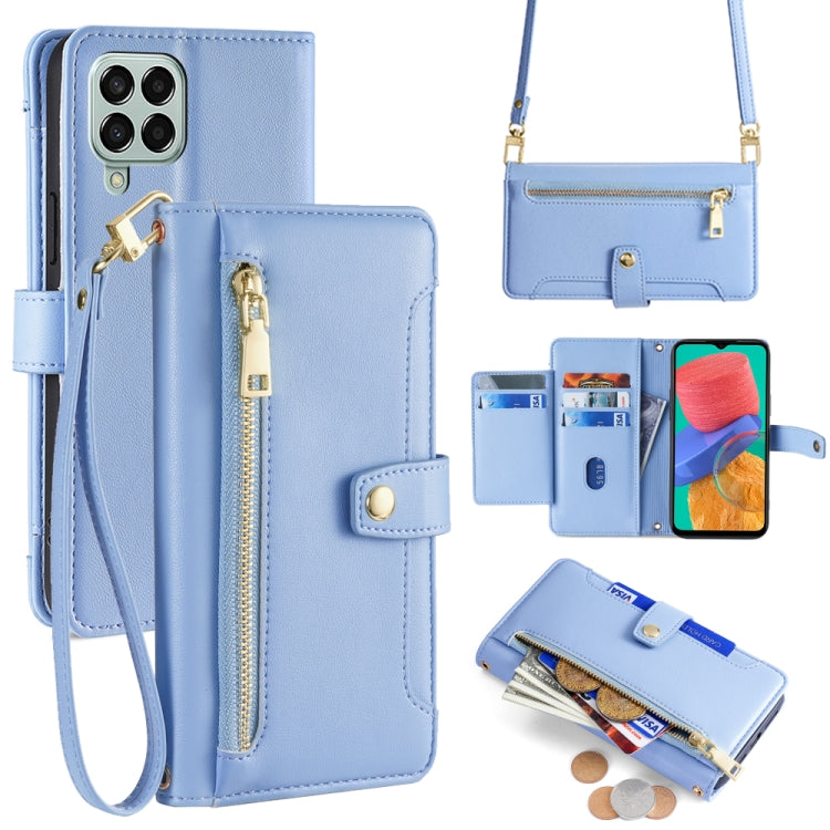 Sheep Texture Cross-body Zipper Wallet Leather Phone Case