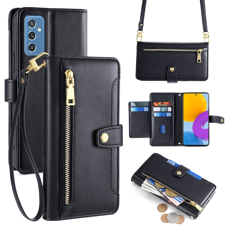 Sheep Texture Cross-body Zipper Wallet Leather Phone Case