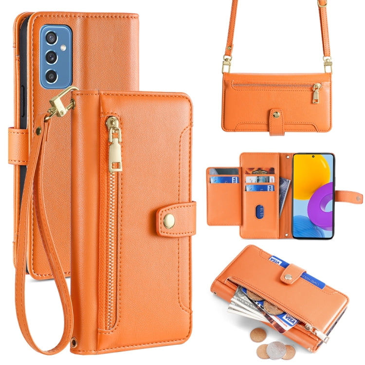 Sheep Texture Cross-body Zipper Wallet Leather Phone Case
