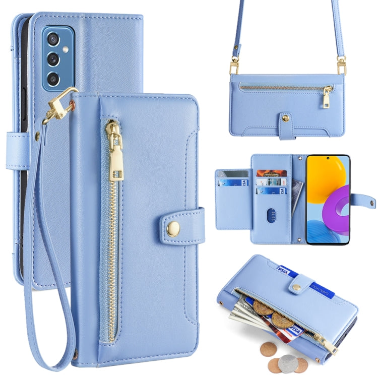 Sheep Texture Cross-body Zipper Wallet Leather Phone Case