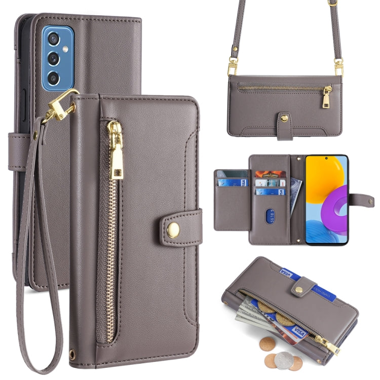 Sheep Texture Cross-body Zipper Wallet Leather Phone Case