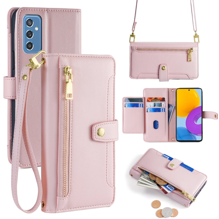 Sheep Texture Cross-body Zipper Wallet Leather Phone Case