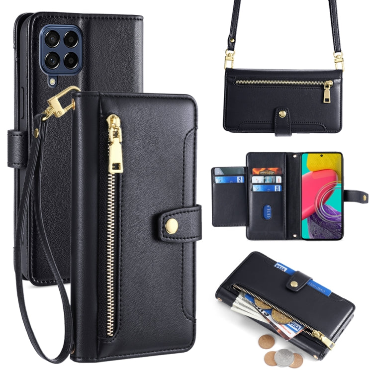 Sheep Texture Cross-body Zipper Wallet Leather Phone Case