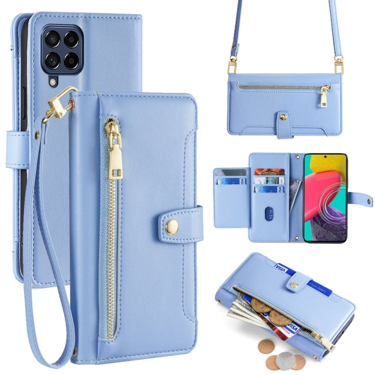 Sheep Texture Cross-body Zipper Wallet Leather Phone Case