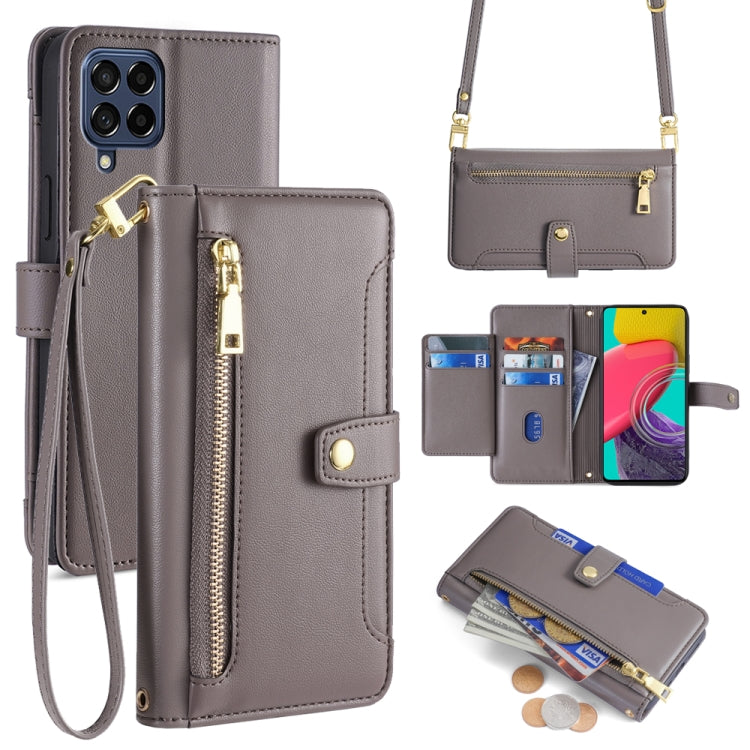 Sheep Texture Cross-body Zipper Wallet Leather Phone Case