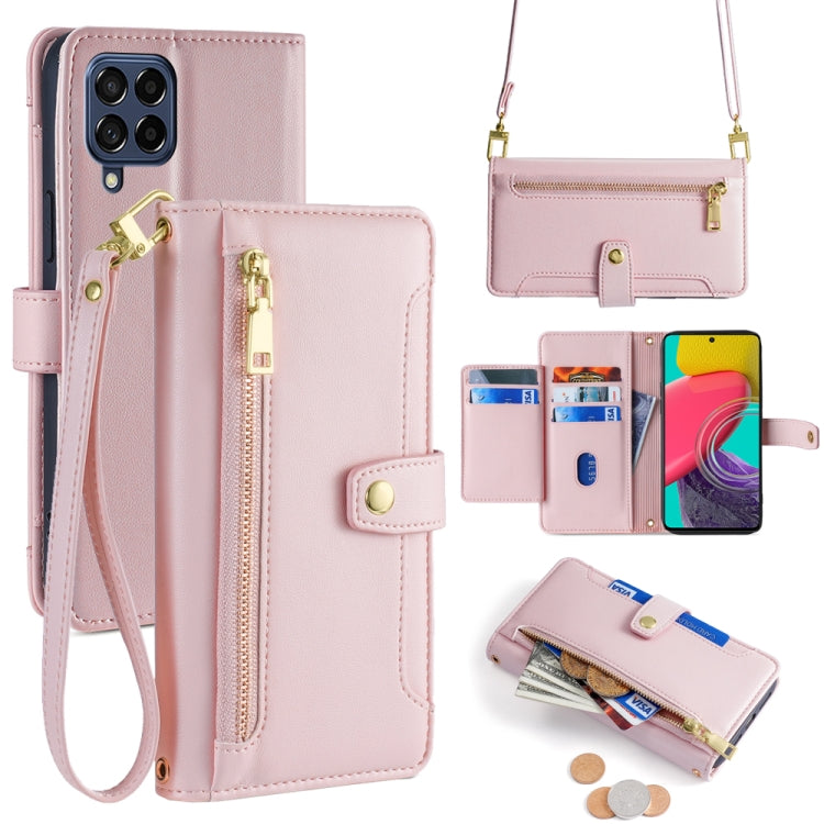 Sheep Texture Cross-body Zipper Wallet Leather Phone Case