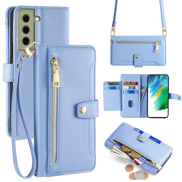 Sheep Texture Cross-body Zipper Wallet Leather Phone Case