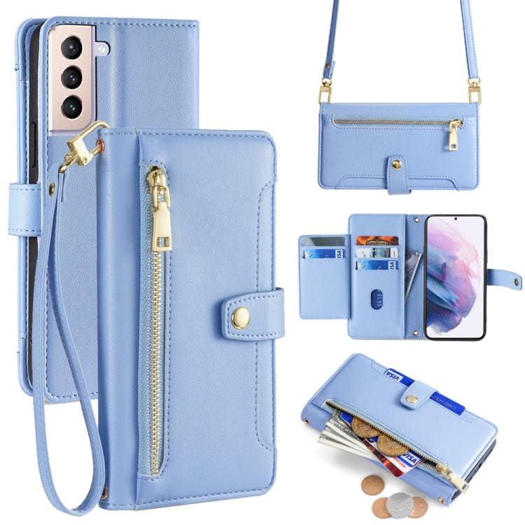Sheep Texture Cross-body Zipper Wallet Leather Phone Case