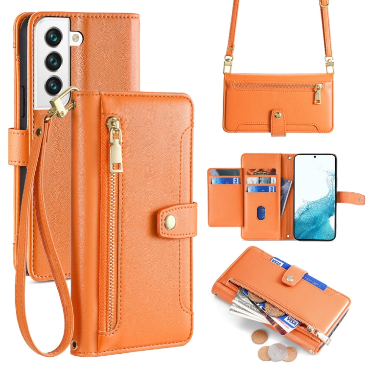 Sheep Texture Cross-body Zipper Wallet Leather Phone Case